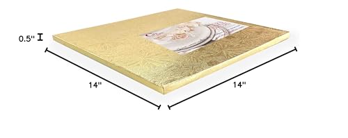 Cakebon Cake Boards 14" Gold Square Cake Drums 1/2" Wrapped Edge 1Pack - color: Gold, size: 14 Inch