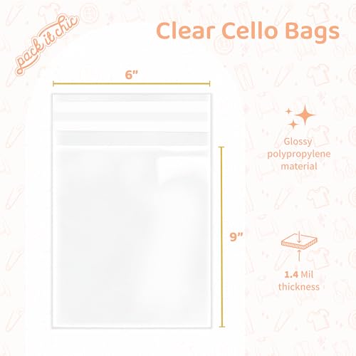 6x9 Self Sealing Cellophane Bags (1000 Pack) - Clear Cookie Bags - size: 6" X 9"
