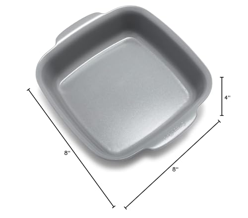 GreenPan Premiere Ovenware Healthy Ceramic Nonstick 8" Square Cake Baking Pan, Cast Aluminum Bakeware, Warp-Free, Oven and Broiler safe to 600F, Dishwasher Safe, PFAS-Free, Gray - color: Gray, size: 8" Square Cake Pan