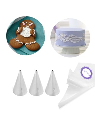 #2 Piping Tip and Bag Set, Fine Writing Tips for lettering, Cake Decorating - color: A
