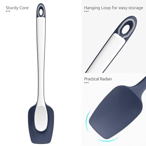 U-Taste 14" Long Silicone Spoonula, 600°F High Temp Spatula, Midnight Blue - color: Midnight Blue, size: 14 in (spoon spatula)