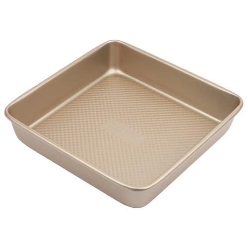 David Burke 9" Square Bake Pan, Carbon Steel, Non-Stick, PFTE & PFOA Free, Oven Safe – Bronze - color: Bronze, size: 9" Square Bake Pan