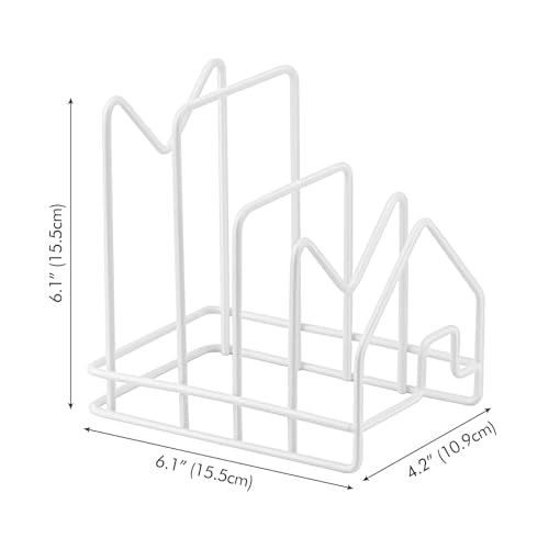 Poeland Kitchen Pot Lid Organizer, Pan Rack with 4 Compartments, Pantry Organizer Rack for Dinnerware, Bakeware, Cookware, Cutting Boards, Pan Lids (Small Size, White) (Pack of 2) - size: 6.1" x 4.2" x 6.1" (Pack of 2)