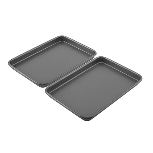 GoodCook Everyday Toaster Oven Mini Baking Sheets Heavy-Gauge Steel Baking Pans with Scratch-Resistant Nonstick, Gray, 9 x 6-Inch (2- Piece Set) (Pack of 12) - size: 9 x 6-Inch (2- Piece Set) (Pack of 12)