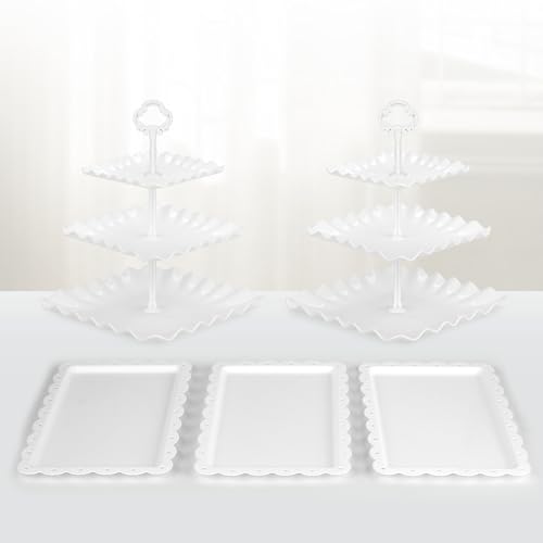NWK 5-Piece Cupcake Stand & Appetizer Trays Set (White) - color: White