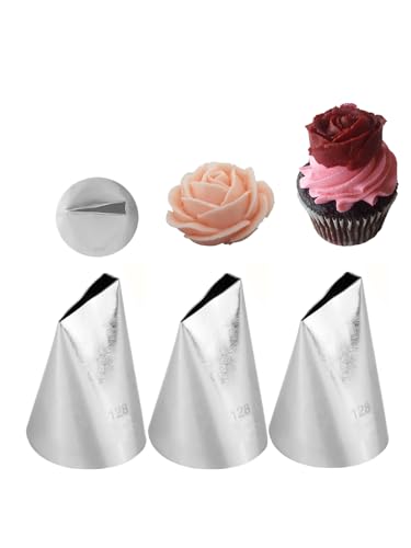 #128 Piping Tip, Large Rose Petal Tip for Flowers & Ruffles, 3 Pcs - color: N