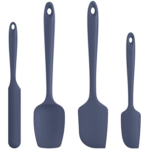 Heat Resistant Silicone Spatula Set: U-Taste 600ºF High Temp Seamless Food Grade Food Grade Flexible Rubber Silicon Kitchen Cooking Mixing Baking Scraper for Nonstick Cookware Set of 4 (Midnight Blue) - color: Midnight Blue