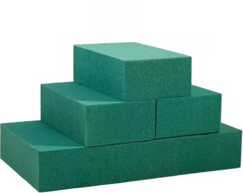 FLOFARE Green Wet & Dry Floral Foam Blocks for Fresh & Artificial Flower Arrangements, Plant Foam & Florist Supplies for DIYs, Arts, Crafts & Weddings - size: Pack of 6