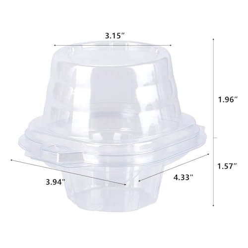 100 Pack Individual Cupcake Containers with 2 Type Stickers, Cupcake Boxes