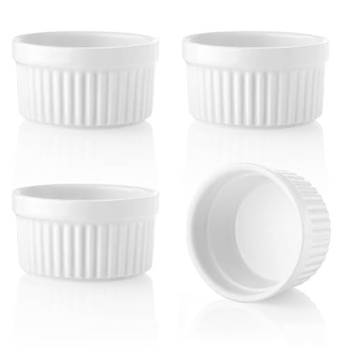 4 Pcs Ceramic Ramekins Oven Safe, Creme Brulee Ramekins (4 oz) - size: 4 oz