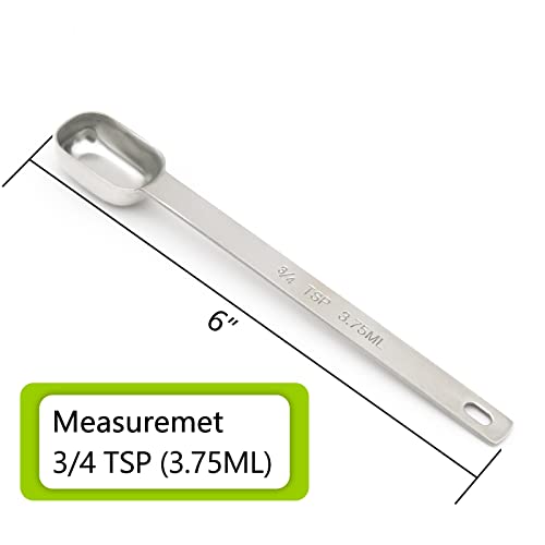 5PCS 3/4TSP(3.75ML) Measuring Spoon, Stainless Steel Long Handle Teaspoons - size: 3/4tsp|1/4tbsp|3.75ml|1/8oz