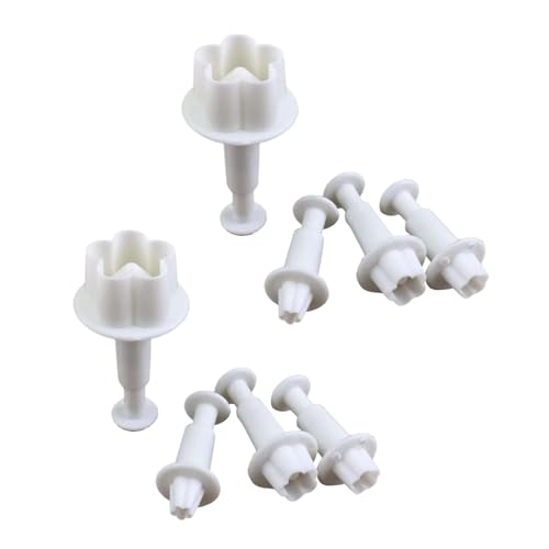 8Pcs White Flower Plunger Cookie Cutters, Blossom Cake Fondant Mold,DIY Flower Cake Fondant Mold Plastic Cake Decorating Tools Baking Accessories for Baking Plastic, Dessert and Candy Sculpting Tools