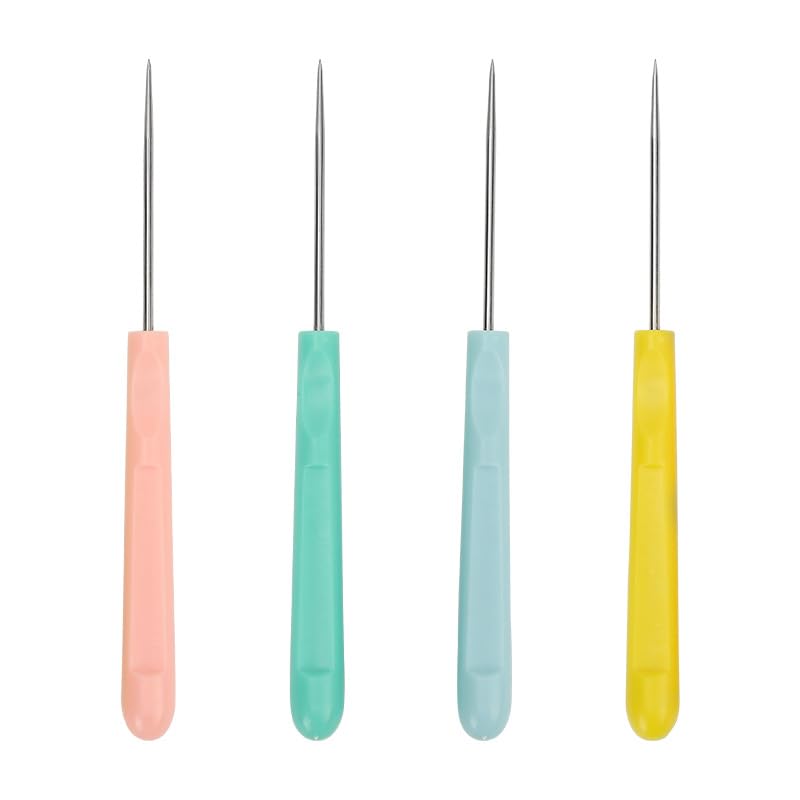 12Pcs Cookie Decorating Scribe Supplies Icing Scribe Tool for Cake Diy Craft Leather Awl Tool,Sewing Stainless Steel Fondant Sugar Stir Needle Biscuit Icing Pin Kit with Handle Baking,Decorating Tools