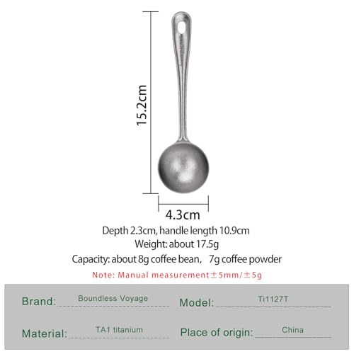 iBasingo Titanium Coffee Scoop 1 Tbsp/15ml Measuring Spoon, Silver Ti1127T - color: Crystalline silver 15ml