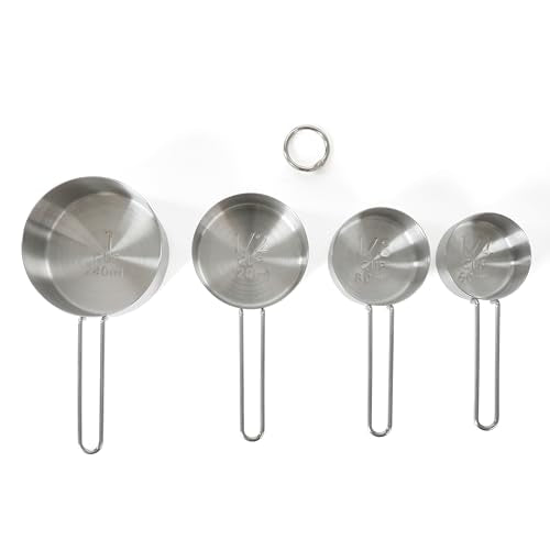 Martha Stewart Richburn 4-Piece Stainless Steel Measuring Cups Set – Durable and Accurate Kitchen Measuring Tools for Baking and Cooking (Pack of 4) - color: Silver, size: Measuring Cups (Set of 4) (Pack of 4)