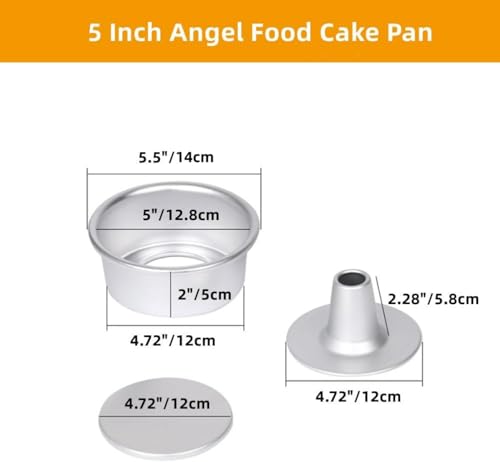 XZJMY Angel Food Cake Pan 5Inch 3 pcs set Food Cake Pan Round Baking Pan with Removable Loose Bottom, Heavy Duty Bakeware Round Tube Pan for Home Kitchen and Catering (5")