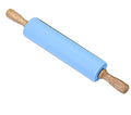 Silicone Rolling Pin, 9 Inch Green Rolling Pin with Wooden Handle for Kneading the Dough of Cookie, Baking Bread, Pizza and Noodles (Blue, 11.4 inch) - color: Blue, size: 11.4 inch