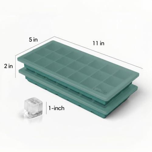 Ice Cube Tray with Lids, Small Silicone Molds for Cocktails & Drinks - color: Green