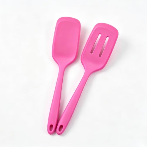 Small Silicone Spatula Set, Mini Spatula Heat Resistant for Serving, Baking - color: Pink