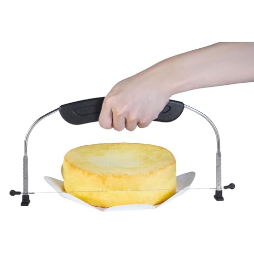 Adjustable Cake LevCake Cutter Slicer Leveler, 9 Different Height Premium Food Grade Stainless Steel Double Wires Cake Cutter/Slicer/Adjustable Cake Leveler for Leveling and Molding (black) - color: Black