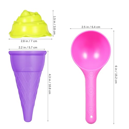 VOSAREA 1 Set Plastic Sand Ice Cream Set, Ice Cream Cones with Scoop, Kids Beach Sand Model Tool for Outdoor Seaside Activities