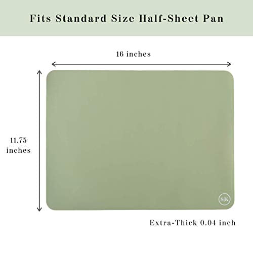 The Silicone Kitchen Silicone Oven Baking Mats BPA Free, Extra Thick, Half Sheet 16 in by 11.75 in, Set of 2, Green and Gray - color: Green, size: Half Sheet (16"x11.75")