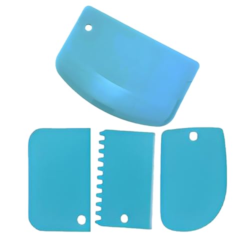Cake Scraper Smoother Set and Sculpting & Modeling Tools, Cake Dough Flexible Spatula for Kitchen & Dining, 4 Pcs, Blue - color: Blue