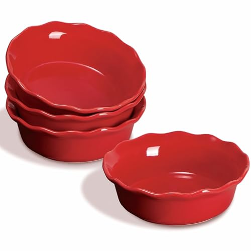 ONEMORE 6.8 Inch Ceramic Pie Pans, 16 oz Deep Dish Pie Pan Set of 4