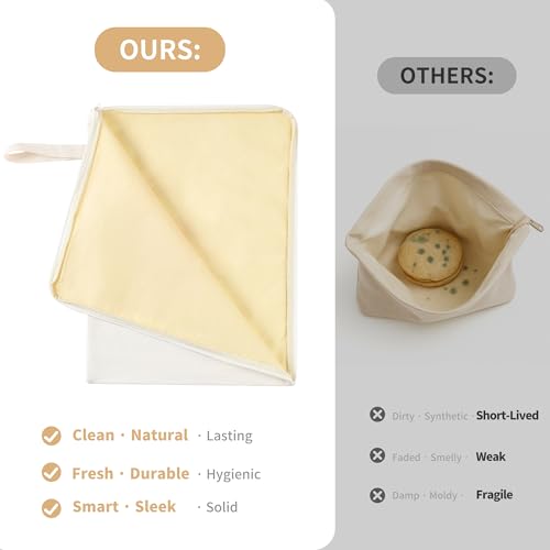 WiNDANCE 2 Pack Beeswax Bread Bags with Zipper, XL(13x17in) Sourdough Bread Storage for Homemade, Freezer Storage Bag to Keep Fresh, Cotton Beeswax Container, Baguette Bag with Liner Kitchen Baking - color: maple leaf