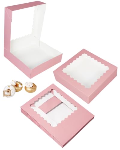 Bakepacker 36pcsAuto-pop Up Pie Boxes 10x10x2.5 inches Pink - color: Pink