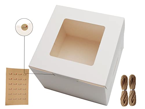 White Bakery Boxes 6x6x5 Inch - 12Pack Window Gift Boxes