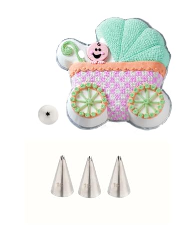 #16 Star Piping Tip, Tiny Open Star Decorating Tip for Cakes, 3 Pcs - color: F