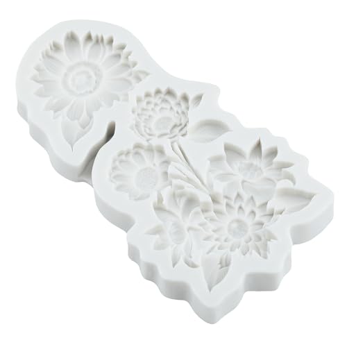 Flower Silicone Dahlia Peony Chrysanthemum Flower Fondant Mold - color: Style L