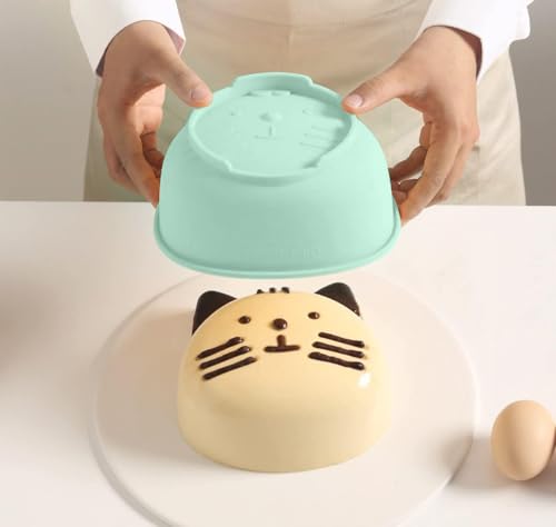 Cute Kitten 6 inch Silicone Cat Cake Mold Pan, Bread Pie Flan Tart Cake Mold, For Birthday Parties Baking, Friends' Dinners. (Green Cat) - color: Green