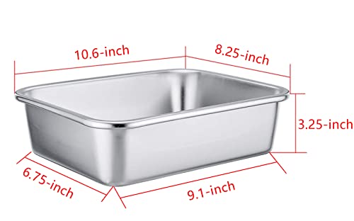TeamFar Rectangular Cake Pan Brownie Pan, Stainless Steel Lasagna Pan - size: 10" x 8" x 3.2"