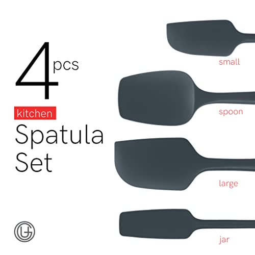 UpGood Silicone Spatula Set 600°F - High Heat Resistant Nonstick, Small and Large Kitchen Spatulas - Flexible BPA Free Professional Grade Cookware - Utensils for Cooking, Baking, Mixing(4 Pcs, Grey) - color: Gray