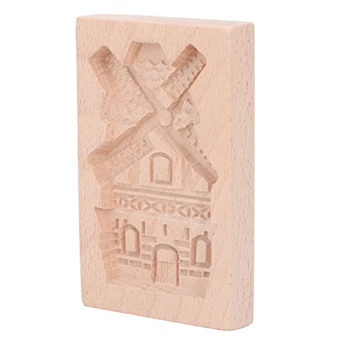JTLB Beechwood Wooden Cookie Mould, Reusable Washable Biscuit Press Stamp, Perfect for Kitchen Baking Needs (Windmill) - color: Windmill