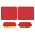 SOPHICO 11 Cup Silicone Replacement Rectangle Lids for Pyrex Glass 7212-PC - color: RED-2PACK