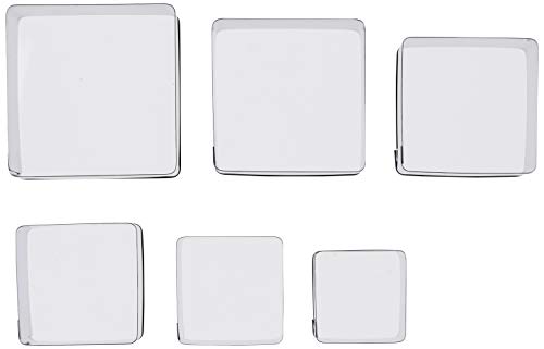Ateco Plain Edge Square Cutters in Graduated Sizes, Stainless Steel, 6 Pc Set - size: Plain Edge, style: #5253 Square, 6 pcs