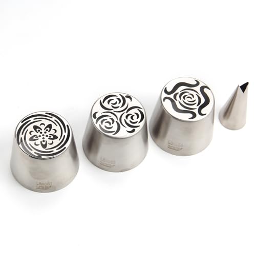 5 Pieces Stainless Steel XXL Russian Icing Nozzle Kit for Baking - color: SILVER SET11