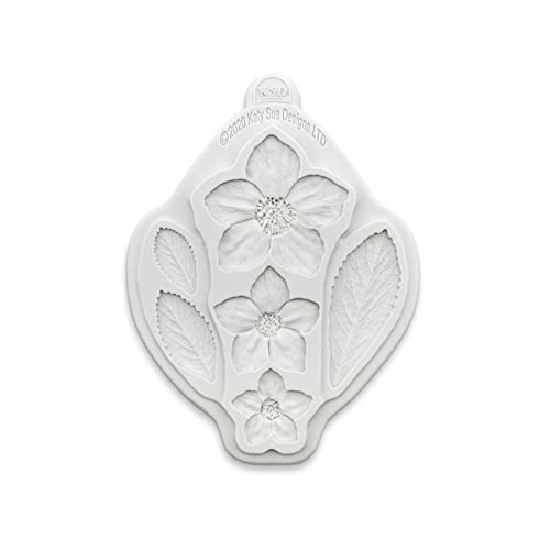 Katy Sue Hellebore Christmas Rose Silicone Mold for Christmas Cake Decorating and Crafts - Makes 3 Flowers & 3 Leaves - size: Flower heads 52, 38, 28mms