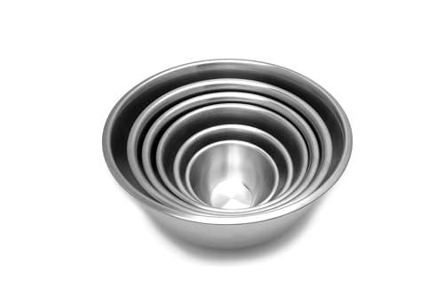 Fox Run 6-Piece Nesting Stainless Steel Polished Mixing Bowls Set - color: Stainless Steel, size: Set of 6 (0.5 - 10.75 Quart)