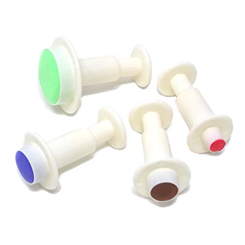 Honbay 4PCS Plastic Round Fondant Cookie Cake Plunger Cutters Molds Embossing Tools for Baking