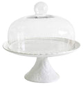Jusalpha 12 Inches White Porcelain Cake Stand-Cupcake Stand with Glass Dome