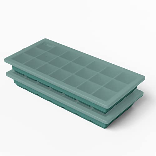 Ice Cube Tray with Lids, Small Silicone Molds for Cocktails & Drinks - color: Green