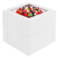 Moretoes 20pcs 8x8x8 Inches Cake Boxes with Window, White Bakery Boxes