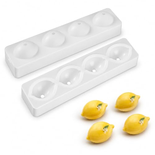 4-Cavity Lemon Silicone Mold, 3D Fruit Mold for Mousse, Chocolate & Cake