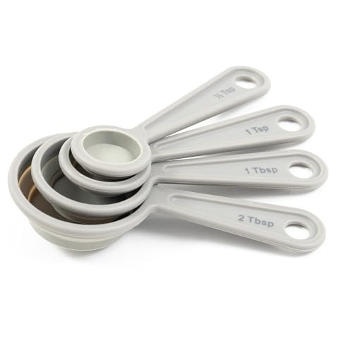 French Culinary Institute Premium 4-Piece Collapsible Measuring Spoon Set, Gray