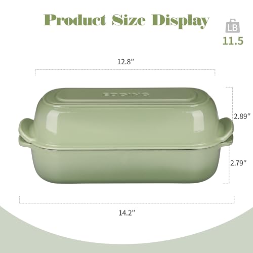 EDGING CASTING Enameled Cast Iron Loaf Pan with Lid, Bread pan, Dutch Oven Bread pan for Homemade Sourdough Bread Baking, 12.5x5.5 inch, 5qt, Pistachio Green - color: Pistachio Green