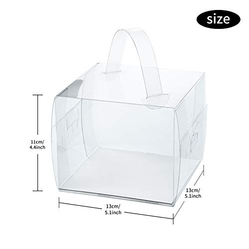 BURLIHOME 5x5x4 Bakery Boxes with Cake Boards,Clear Bakery Carrier,25 Pcs - size: 5x5x4 Inch